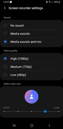 Android screenrecord settings