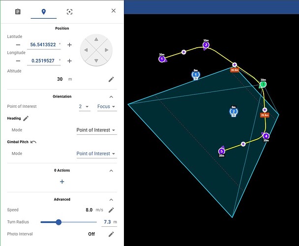 Heading & Gimbal to Point of Interest