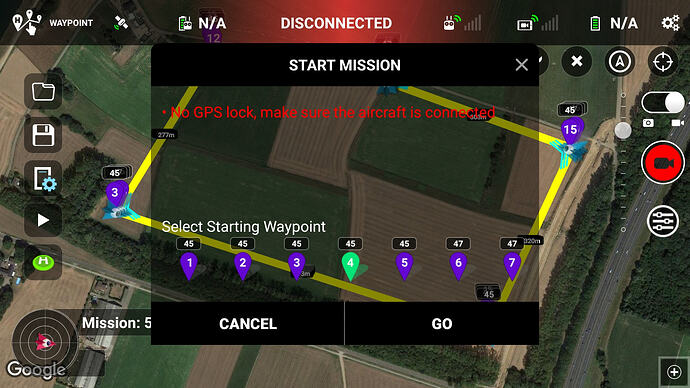 Starting Waypoint selection